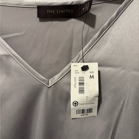 The Limited Gray Ruffled V-Neck Blouse - Picture 4 of 4